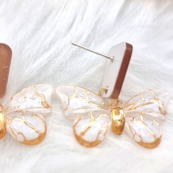 New BUTTERFLY dangle earrings with 925 silver posts - Picture 3 of 12